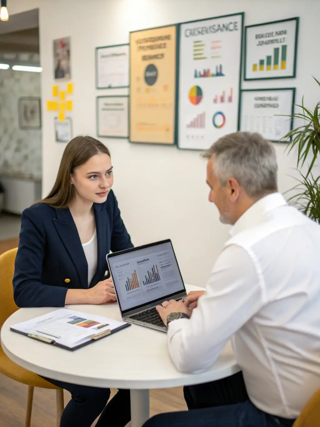 A business coach providing personalized guidance and support to a client during a one-on-one coaching session, fostering personal and professional growth.